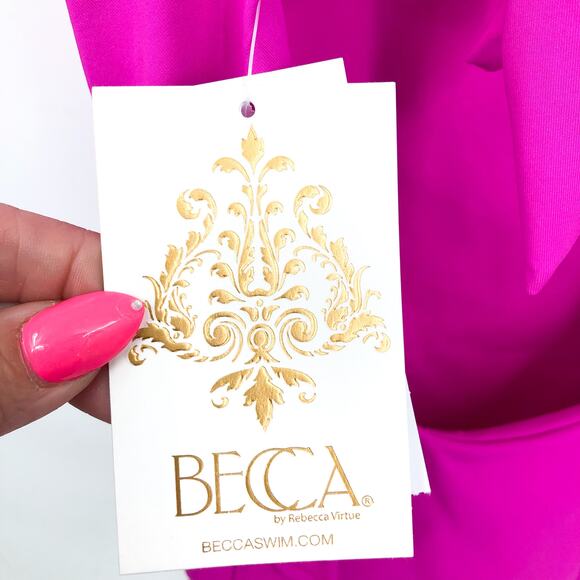 BECCA Women's Color Code V-Wire One Piece Swimsuit Small Vivid Pink Stretch NWT - Picture 9 of 12